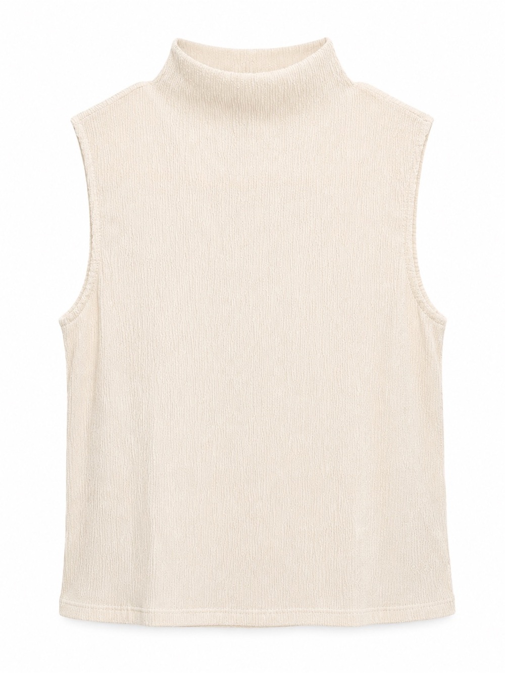 Calvin Klein Textured Sleeveless Mock Neck Top Ivory Cream Size S - Picture 3 of 4